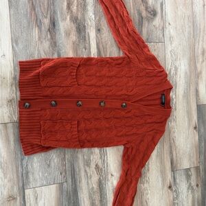 Women's Cable Knit Cardigan - Rust